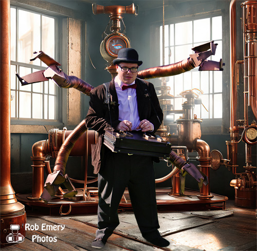 Steampunk Doctor Octopus in his lab